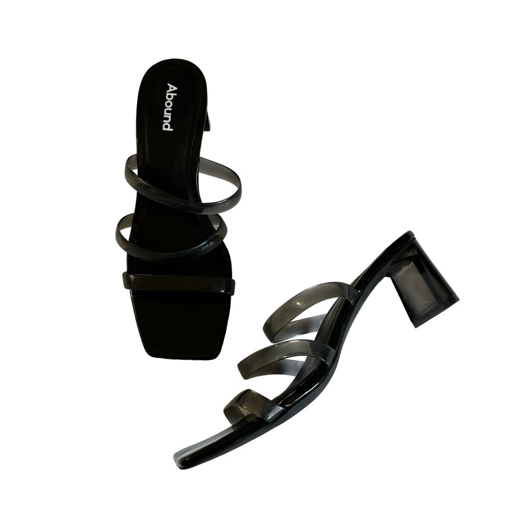Abound Women’s Ethan Black Smoke Translucent Heel Strappy Slide Sandals Size 8